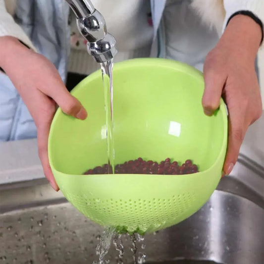 Multi-purpose unbreakable 2-pack strainer bowl for rice, fruits, veggies