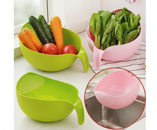 Multi-purpose unbreakable 2-pack strainer bowl for rice, fruits, veggies